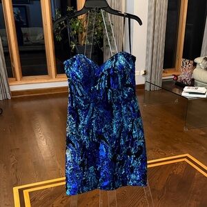 Alyce Paris Strapless Blue and Black Dress